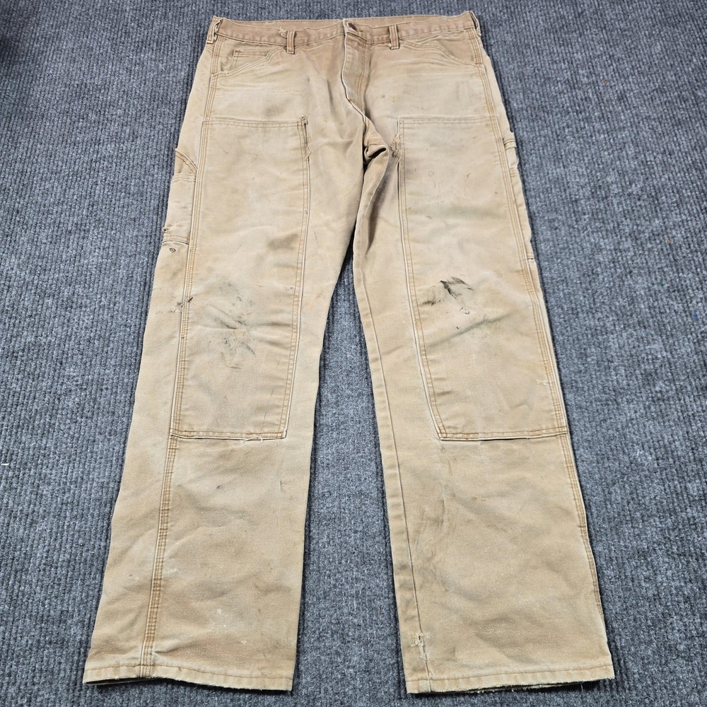 VTG Round House Pants Mens 36x32 Double Knee Carpenter Canvas Relaxed Fit USA